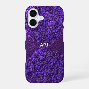 Monogram Initial Purple White Feminine Abstract iPhone 16 Case