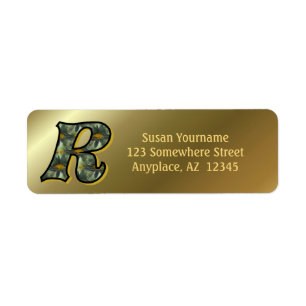 Monogram Initial R Daisies Art Return Address 