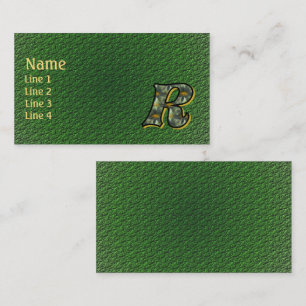 Monogram Initial R Daisies Floral Art Business Card