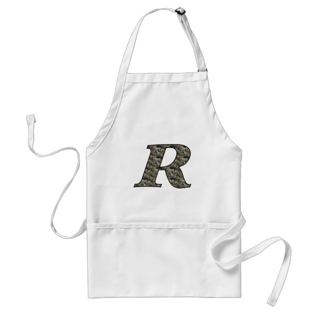 Monogram Initial R Hydrangea Flowers Standard Apron (Front)