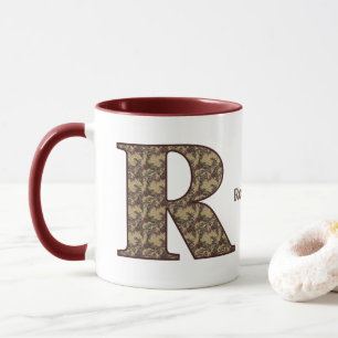 Monogram Initial R Vintage Floral Personalised Mug