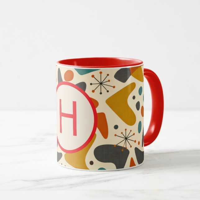 Monogram Initial Retro Gift Mug (Front Right)