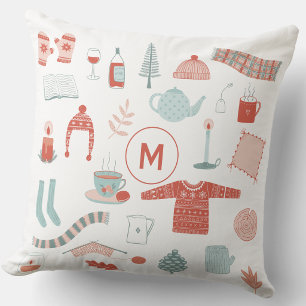 Monogram Initial Retro Scandinavian Hygge Cushion