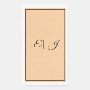 Monogram Initial Retro Script Coral Orange Wedding Napkin