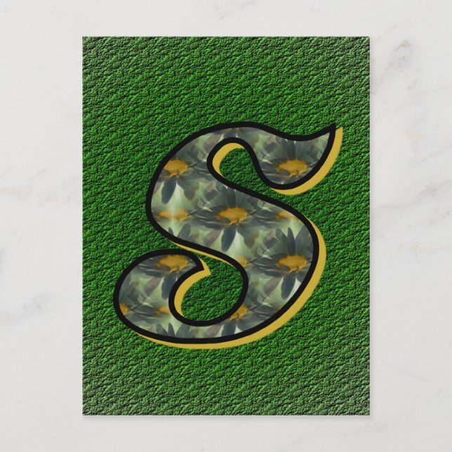 Monogram Initial S Daisies Floral Art  Postcard (Front)