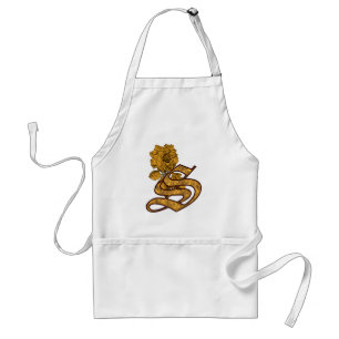Monogram Initial S Elegant Gold Peony Flower Standard Apron
