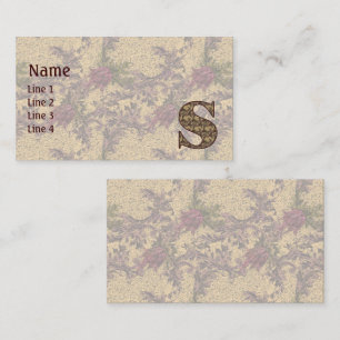 Monogram Initial S Elegant Vintage Floral Business Card