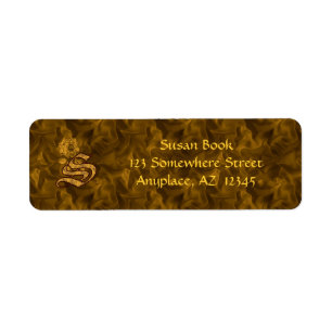 Monogram Initial S Gold Peony Return Address 