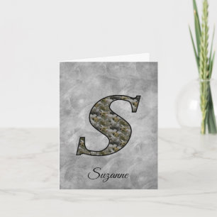 Monogram Initial S Hydrangea Flowers Personalised Note Card
