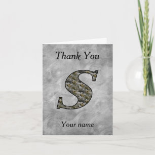 Monogram Initial S Hydrangea Flowers Personalised Thank You Card