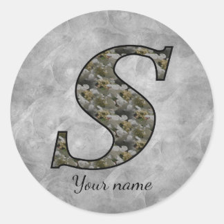 Monogram Initial S Hydrangea Flowers Personalized Classic Round Sticker