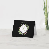 Monogram Initial S, Round Botanical Frame,