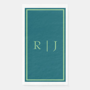 Monogram Initial Sage Green Emerald Green Wedding Napkin