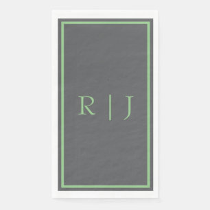 Monogram Initial Sage Green Grey Grey Cool Wedding Napkin