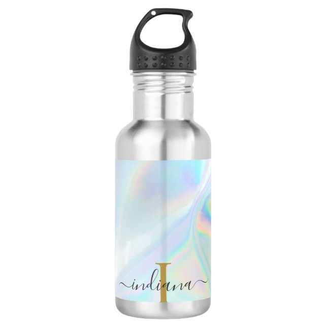Monogram Initial Script Holographic Modern 710 Ml Water Bottle (Front)