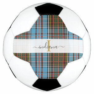 Monogram Initial Script Name Plaid Tartan Football