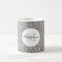 Monogram Initial Silver Metallic Glass Design