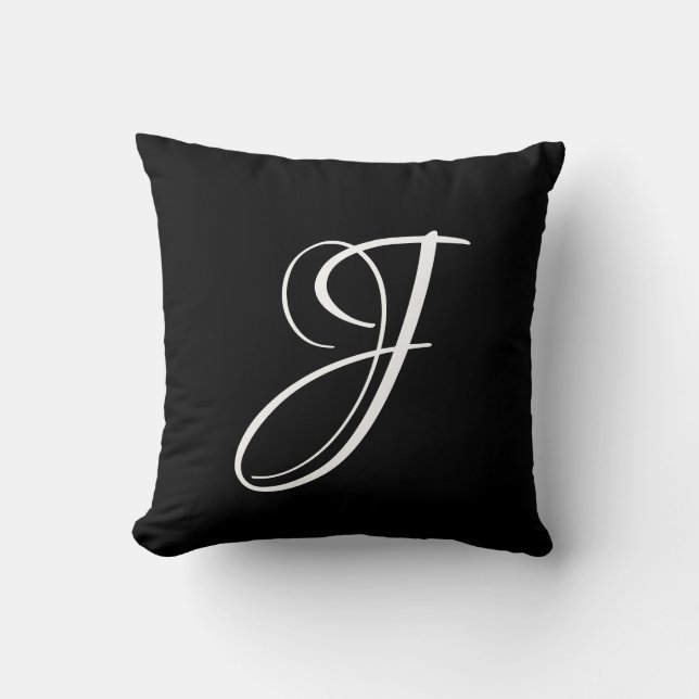 Monogram Initial Simple Black Modern Cushion (Front)