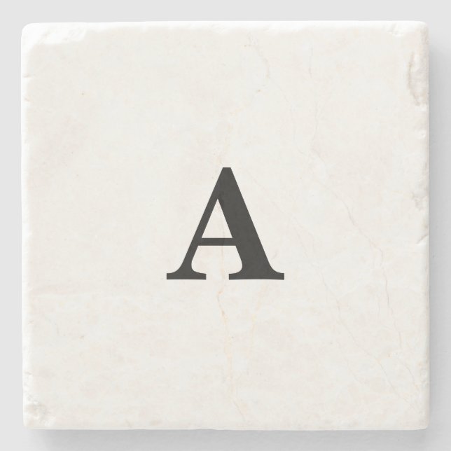 Monogram Initial Simple Elegant Custom Name Gift Stone Coaster (Front)