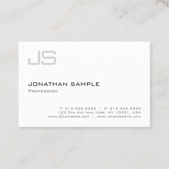Monogram Initial Simple Professional Modern Business Card (Front)