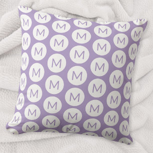Monogram Initial Spot Pattern Personalised Lilac Cushion