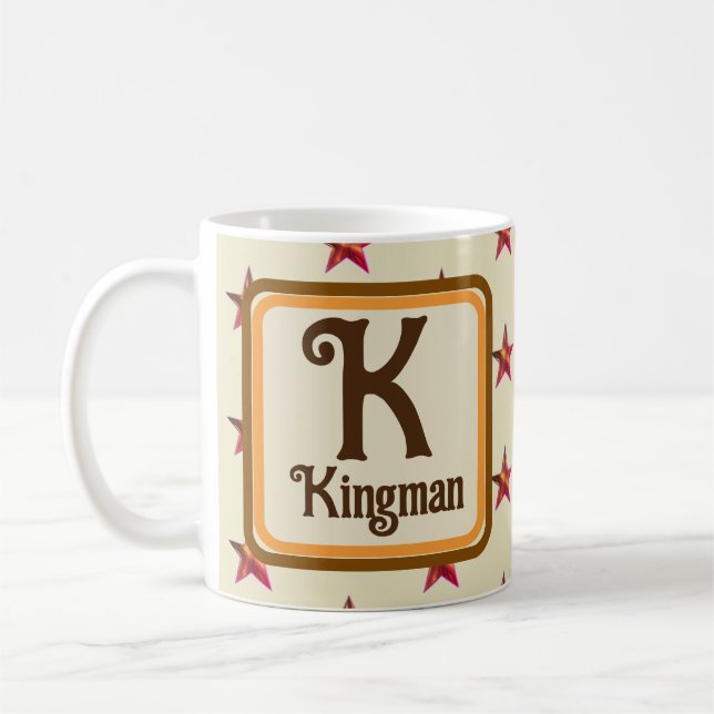 Monogram Initial Star Autumn Colours Last Name Coffee Mug (Left)