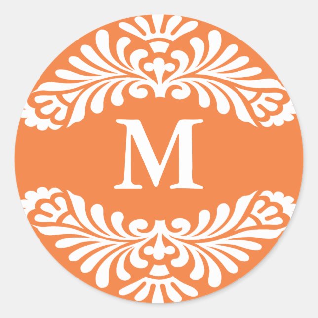 Monogram Initial Stickers ::Coral Rose - Orange (Front)