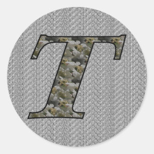 Monogram Initial T Hydrangea Flowers Classic Round Sticker
