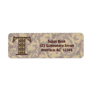 Monogram Initial T Vintage Floral Return Address