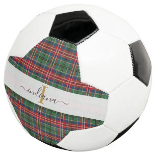 Monogram Initial Tartan Plaid Script Name Football