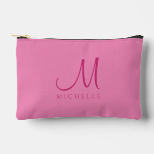 Monogram Initial Template Elegant Pink Solid Colou Accessory Pouch