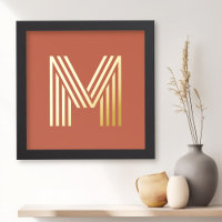 Monogram initial terracotta any colour background