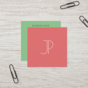 Monogram Initial Trend Colours Professional Elegan Square Business Card