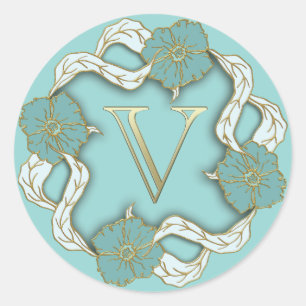 monogram initial V stickers