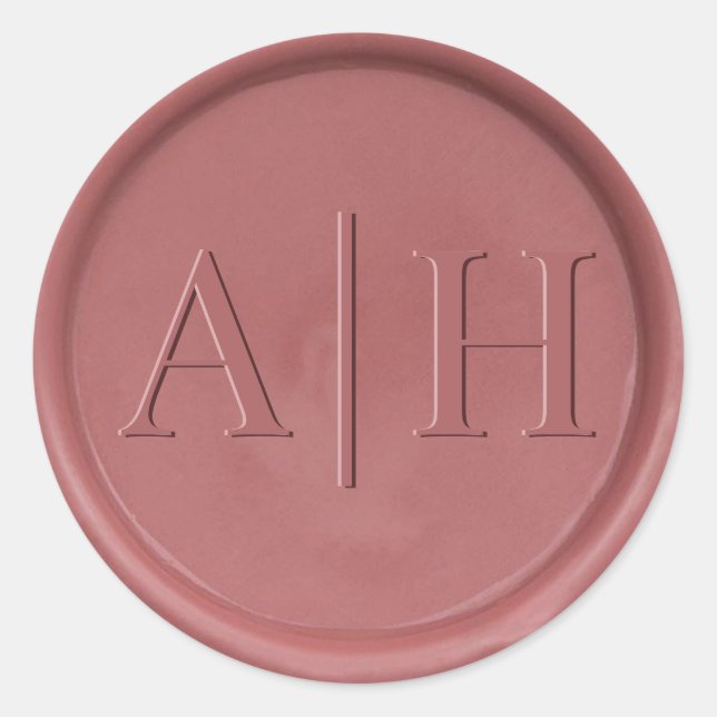 Monogram Initial Vintage Rose Wax Seal Sticker (Front)
