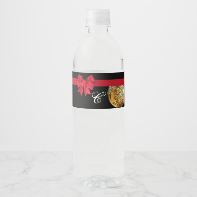 Monogram Initial Water Bottle Label Marine Dress (Front)