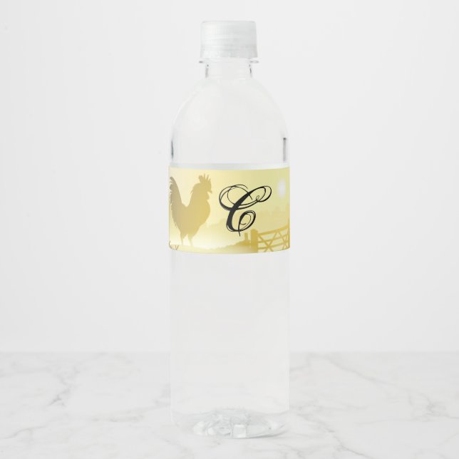 Monogram Initial Water Bottle Label Sunny Morning (Front)