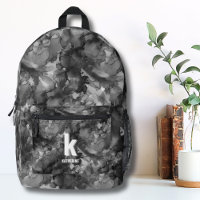 Monogram Initial Watercolor Black White Girls