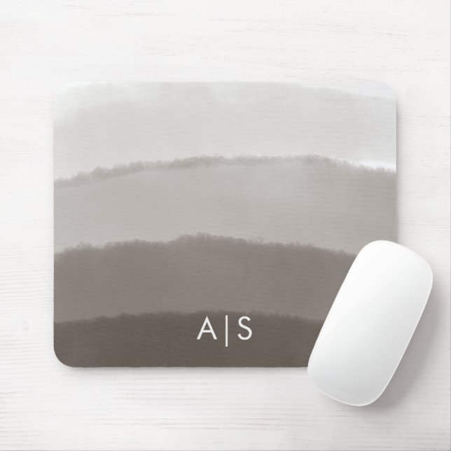 Monogram Initial Watercolor Davy Grey Ombre Mouse Mat (With Mouse)