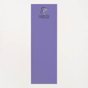 Monogram initial watercolor flower lavender yoga mat
