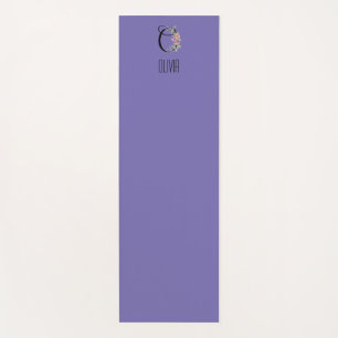 Monogram initial watercolor flower lavender yoga mat