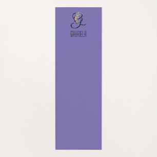 Monogram initial watercolor flower lavender yoga mat