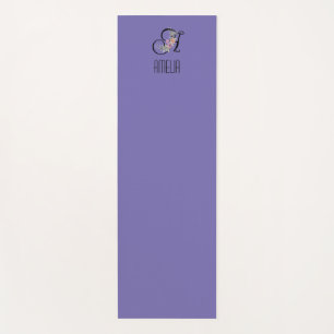 Monogram initial watercolor flower lavender yoga mat