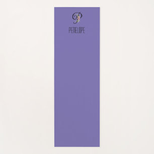 Monogram initial watercolor flower lavender yoga mat