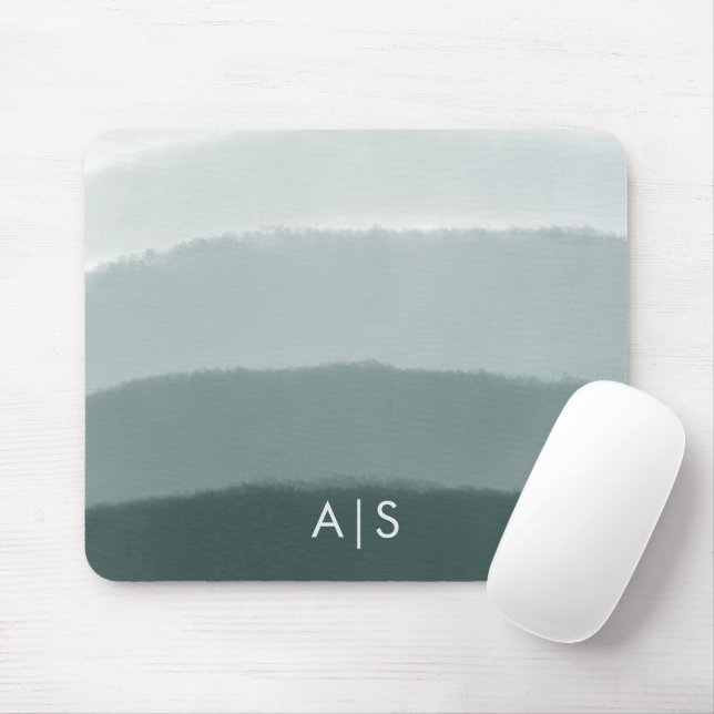 Monogram Initial Watercolor Limed Spruce Ombre Mouse Mat (With Mouse)