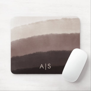 Monogram Initial Watercolor Walnut Brown Ombre Mouse Mat
