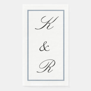 Monogram Initial Wedding Dusty Blue Black Custom Napkin