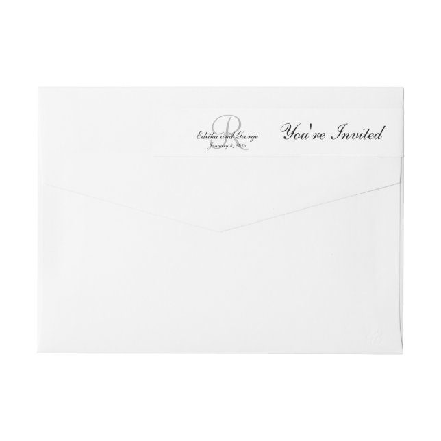 Monogram Initial Wedding Invitation Return Address Wrap Around Label (Back)