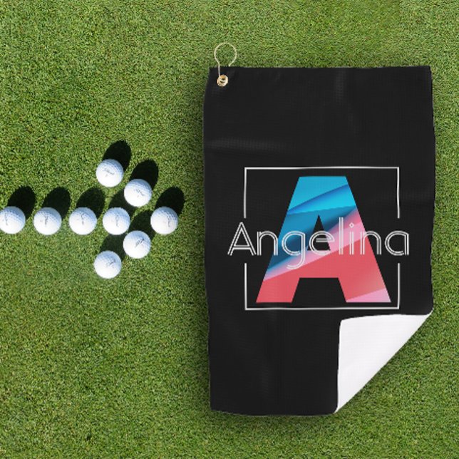 Monogram initial white black letter A golf towel (Creator Uploaded)