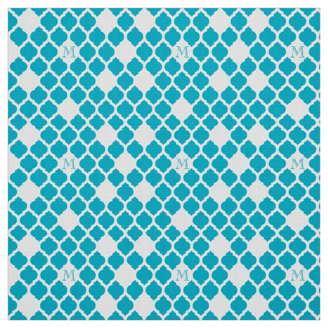 Monogram initial white trellis pattern fabric (Swatch)